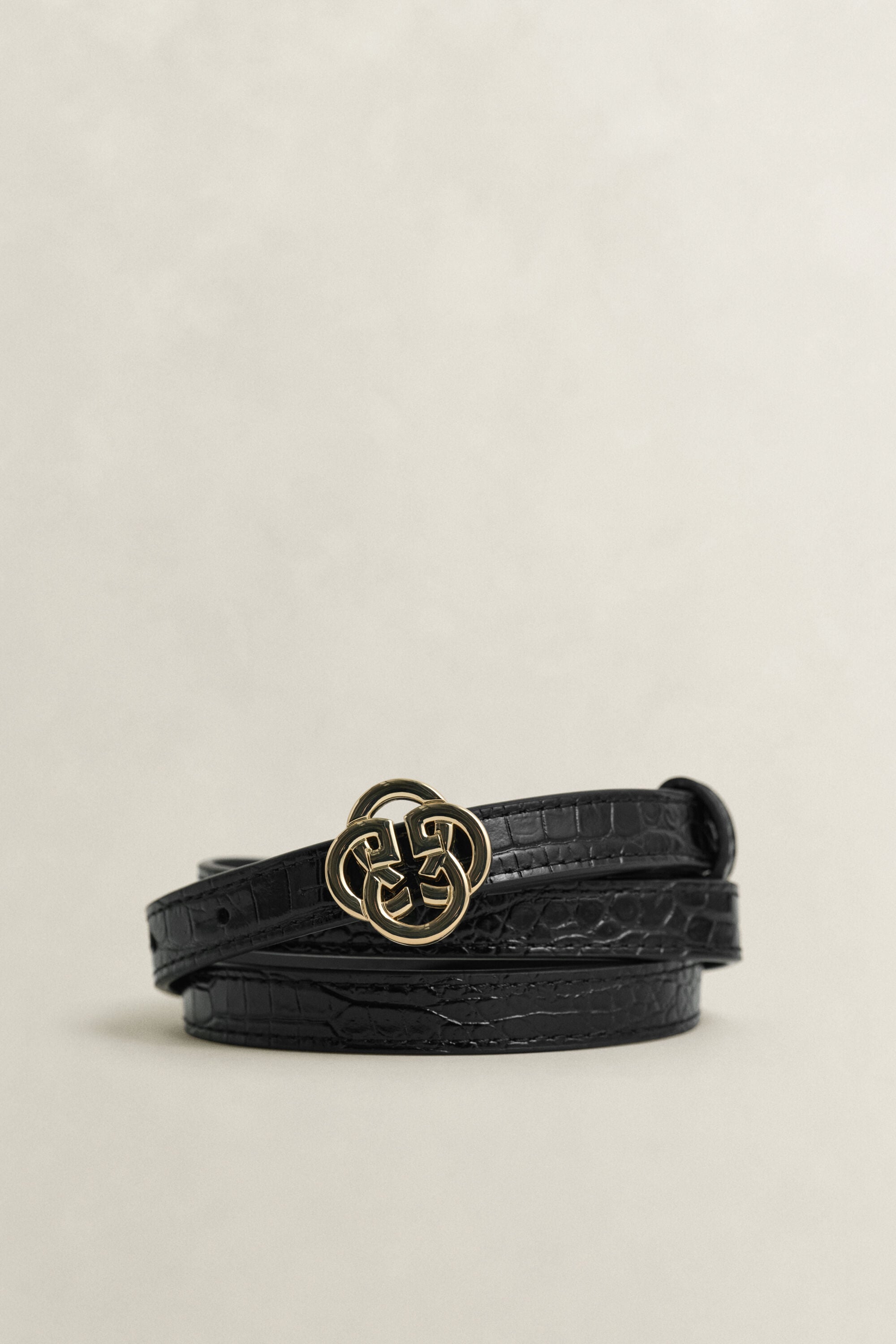 Croc-Effect Monogram Belt