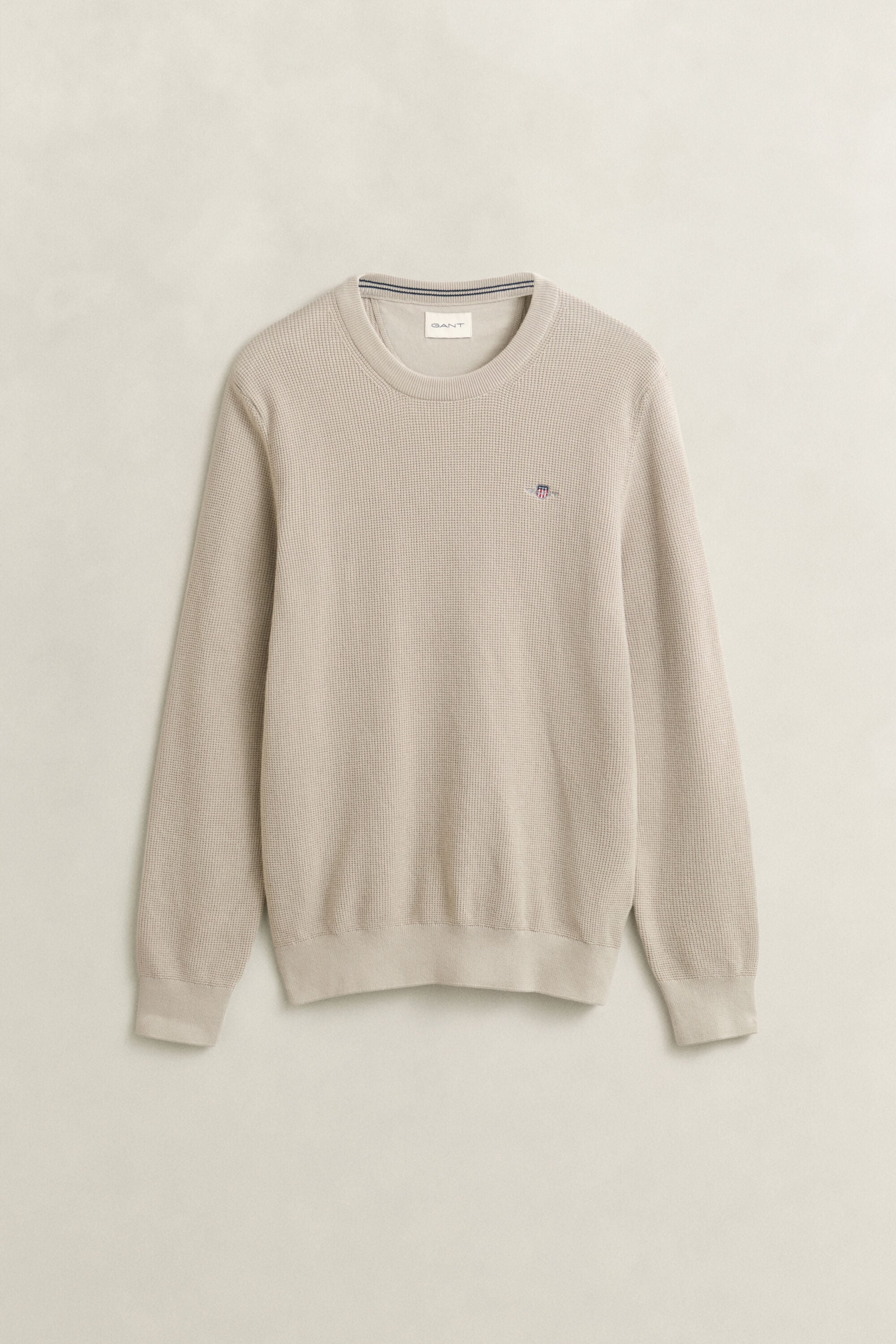 Textured Cotton Crew Neck Sweater