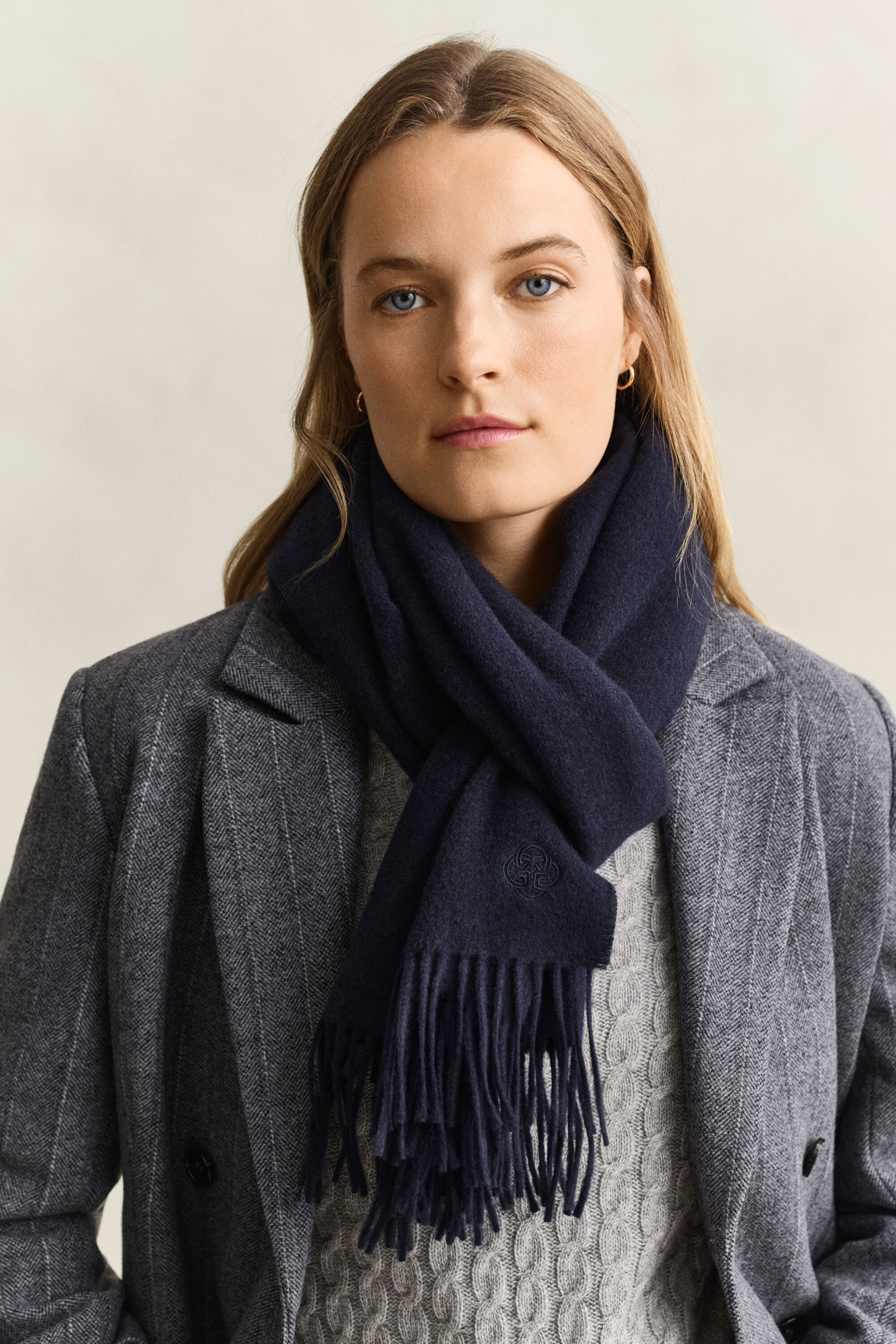 Woven Wool Scarf — EVENING BLUE