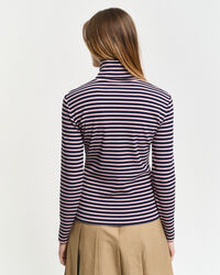 Striped Rib Long Sleeve Turtleneck Top