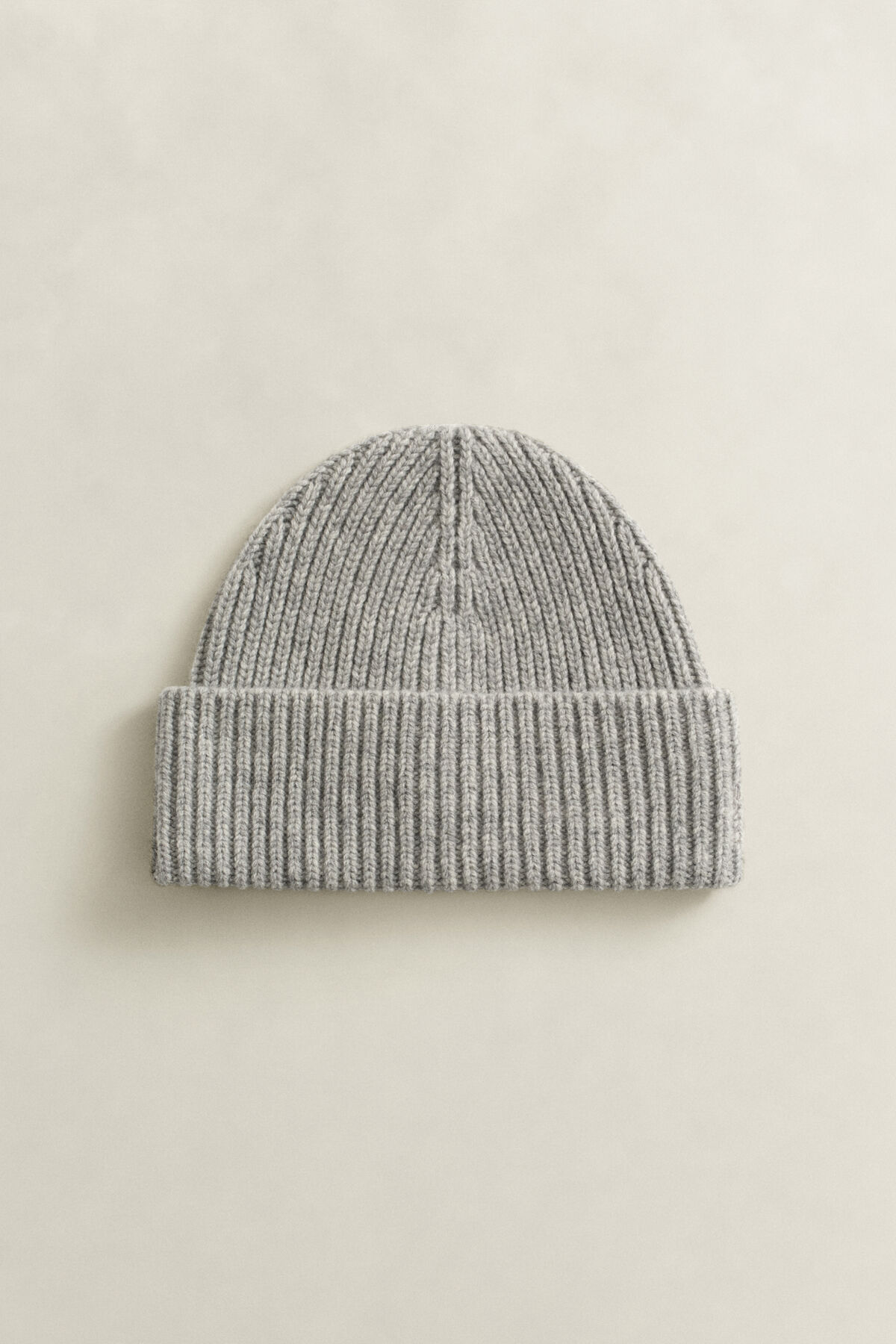 Ribbed Wool Cashmere Blend Beanie — GREY MELANGE
