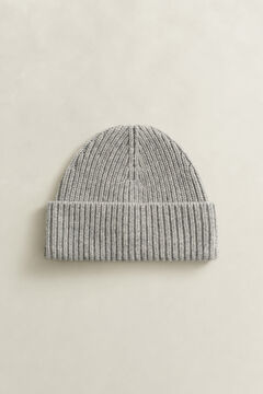 Ribbed Wool Cashmere Blend Beanie — GREY MELANGE 2