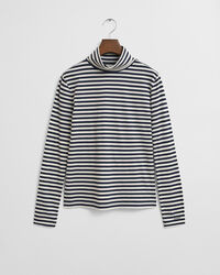 Lightweight Striped Cotton Turtleneck Top