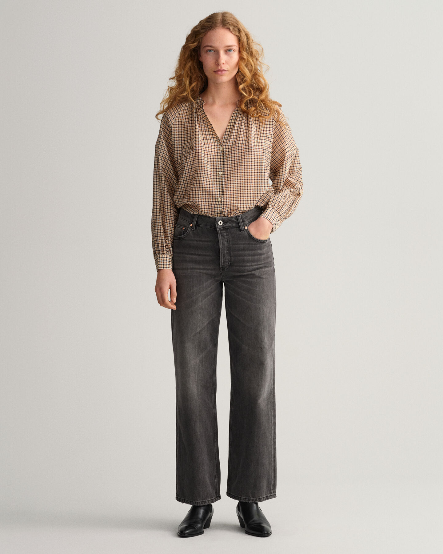 Check Cotton Silk Blouse