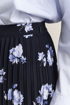 Floral Print Pleated Skirt — EVENING BLUE 3