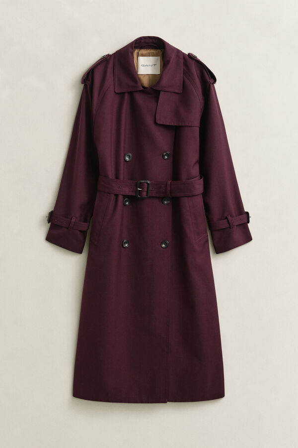 Wool Blend Trench Coat — DARKENED WINE