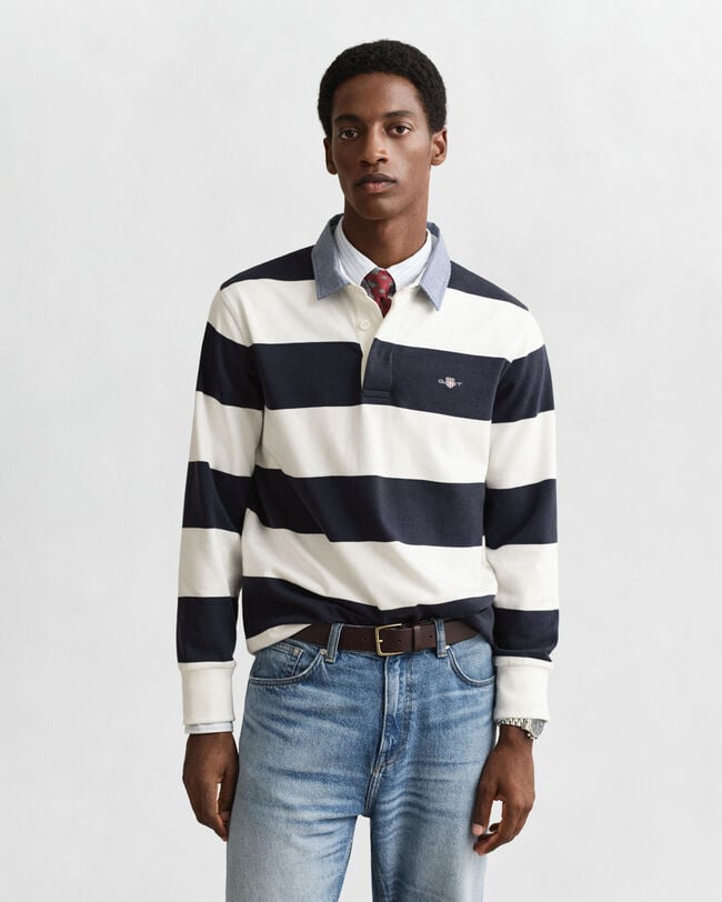 Chambray Collar Striped Heavy Rugger