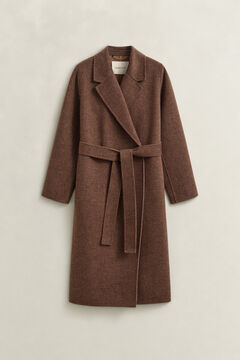 Handstitched Belted Coat — DEEP BROWN 1