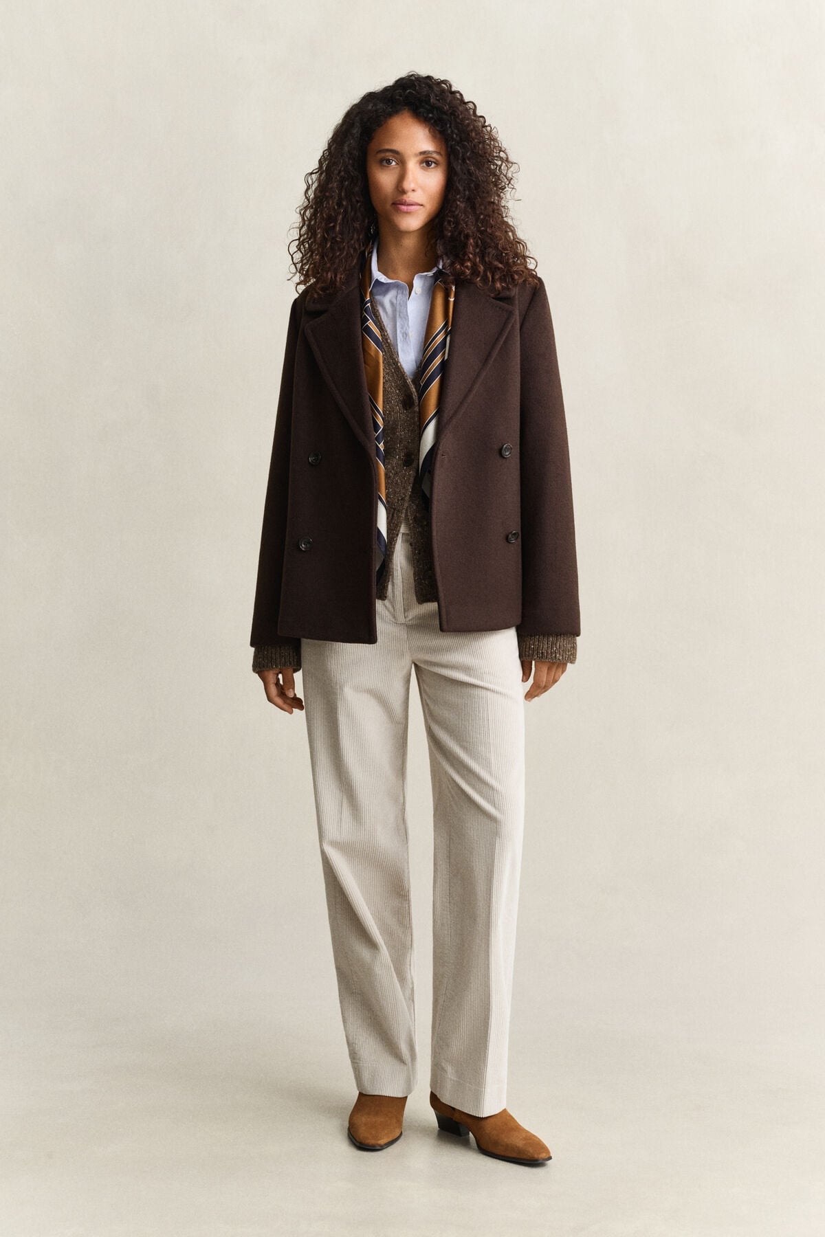 Wool Blend Nepps Cardigan — CARAMEL BROWN