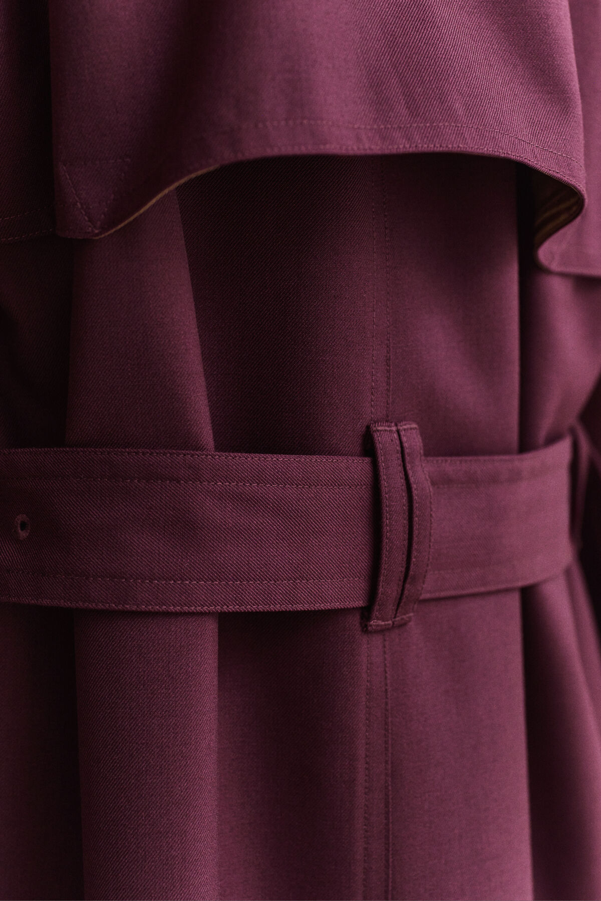 Wool Blend Trench Coat — DARKENED WINE