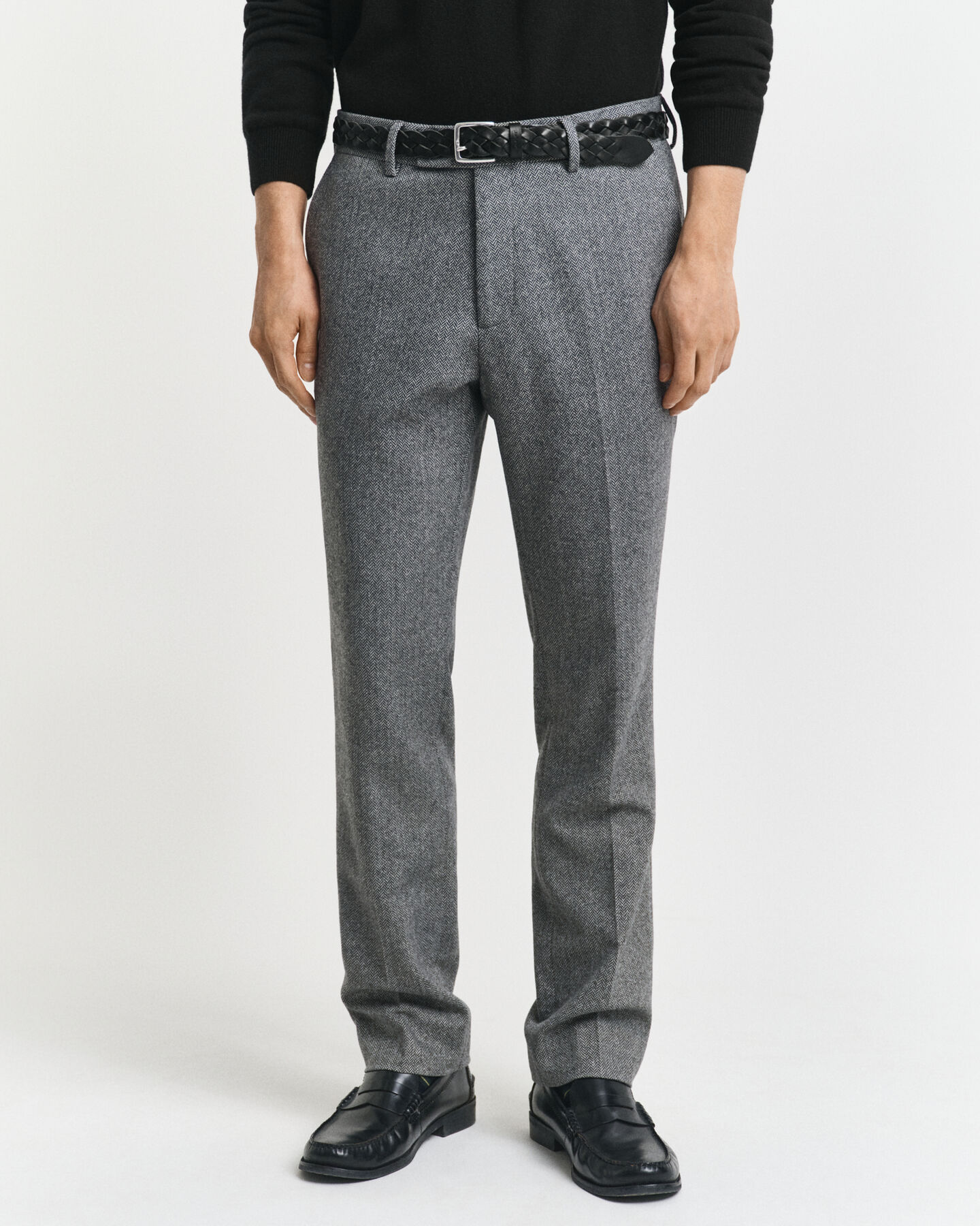 Slim Fit Flannel Herringbone Suit Pants