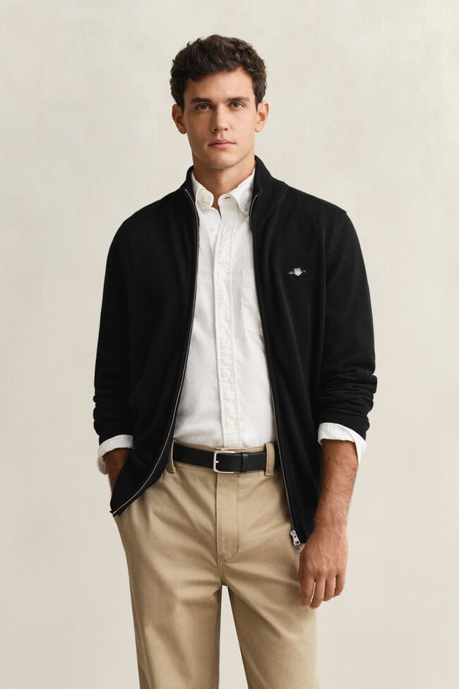 Casual Cotton Zip Cardigan