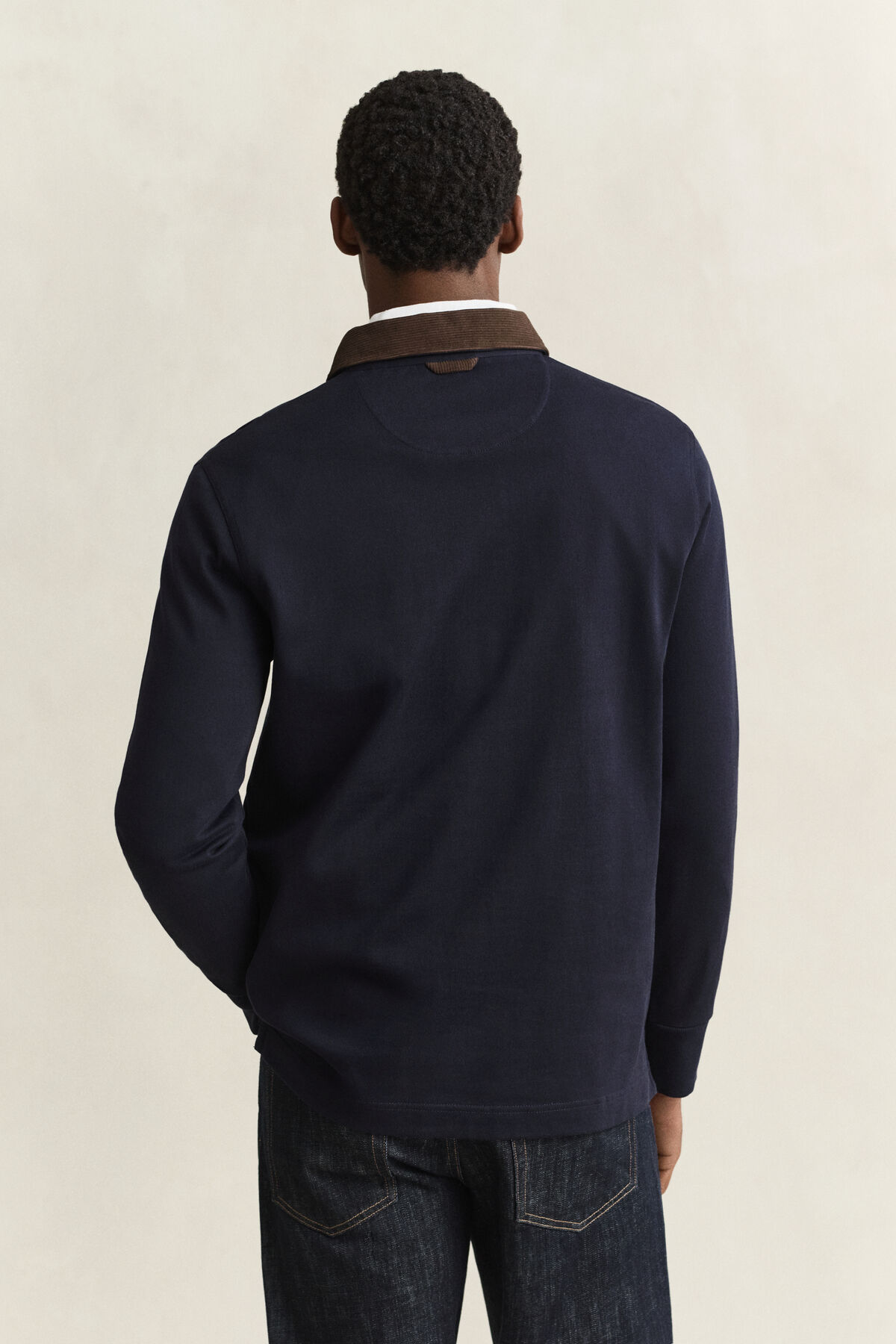 Corduroy Collar Rugger — EVENING BLUE