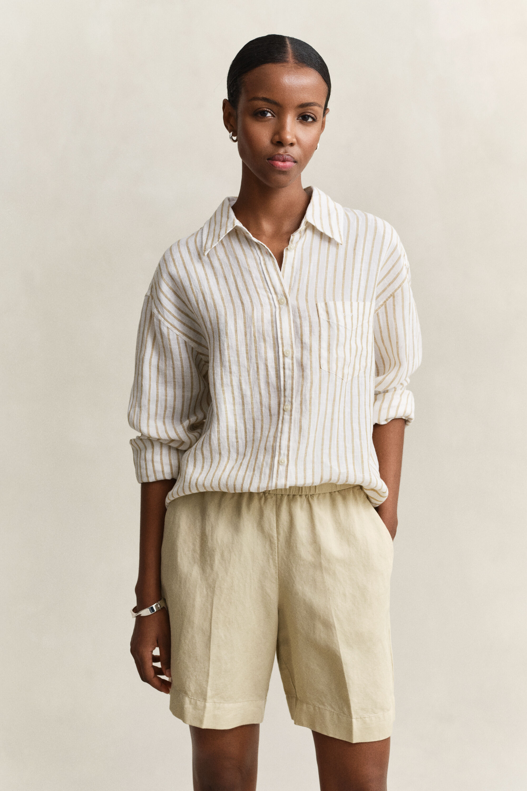 Relaxed Fit Striped Linen Shirt