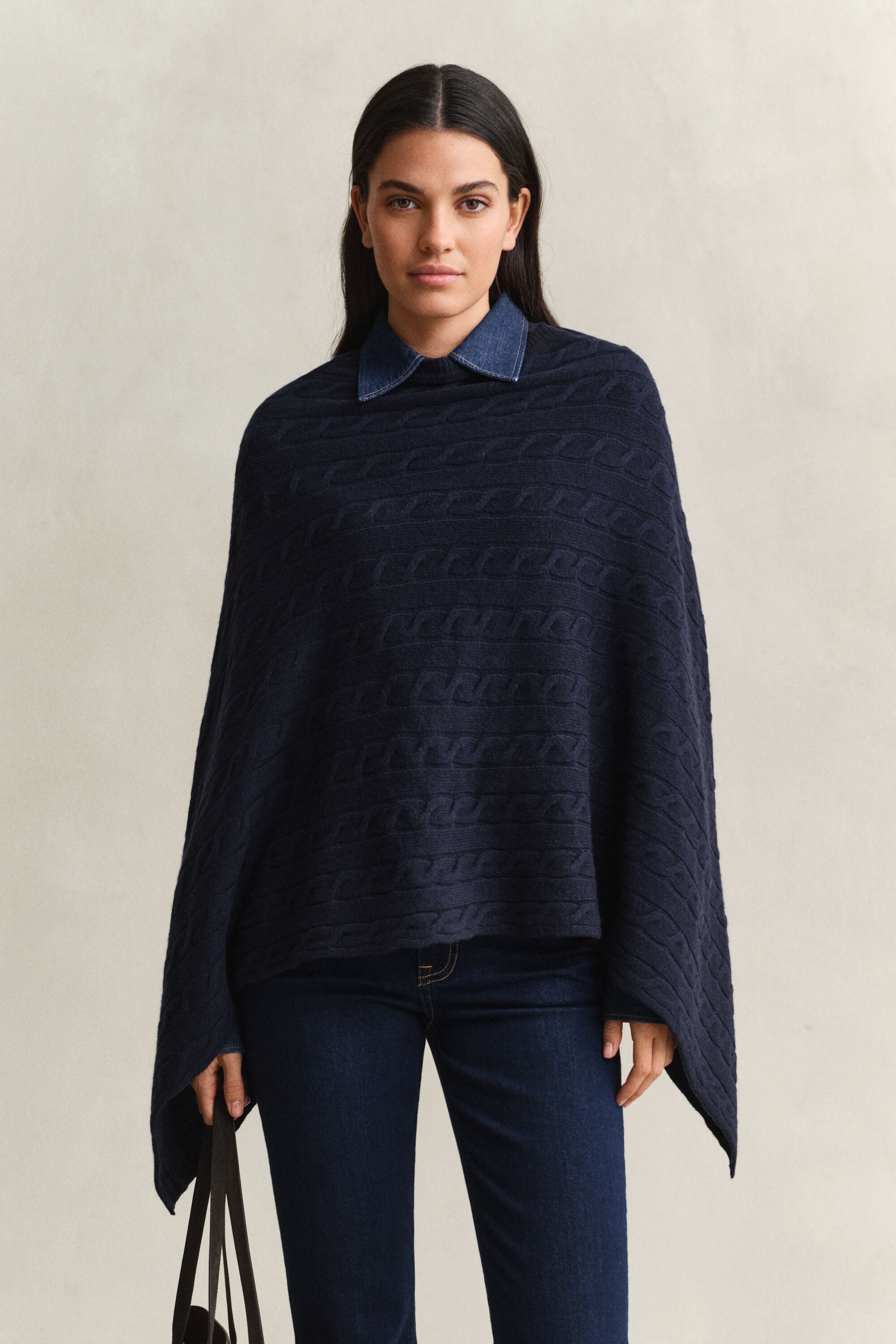 Wool Cable Knit Poncho