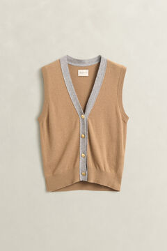 Contrast Knit Vest — WARM KHAKI 2