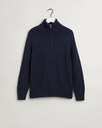 Relaxed Fit Slub Cotton Half-Zip Sweater