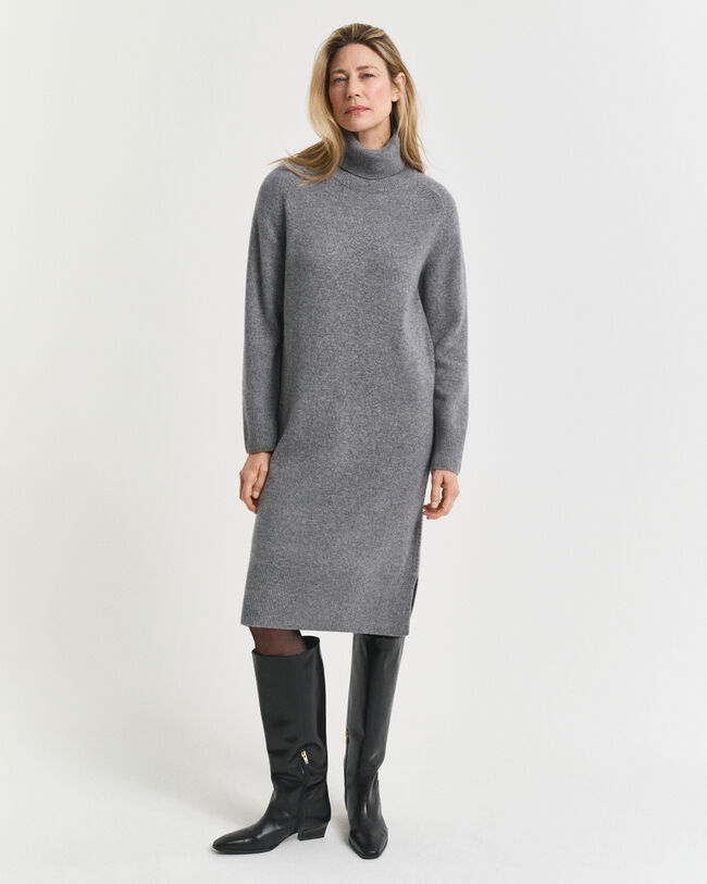 Knit Detail Turtleneck Dress