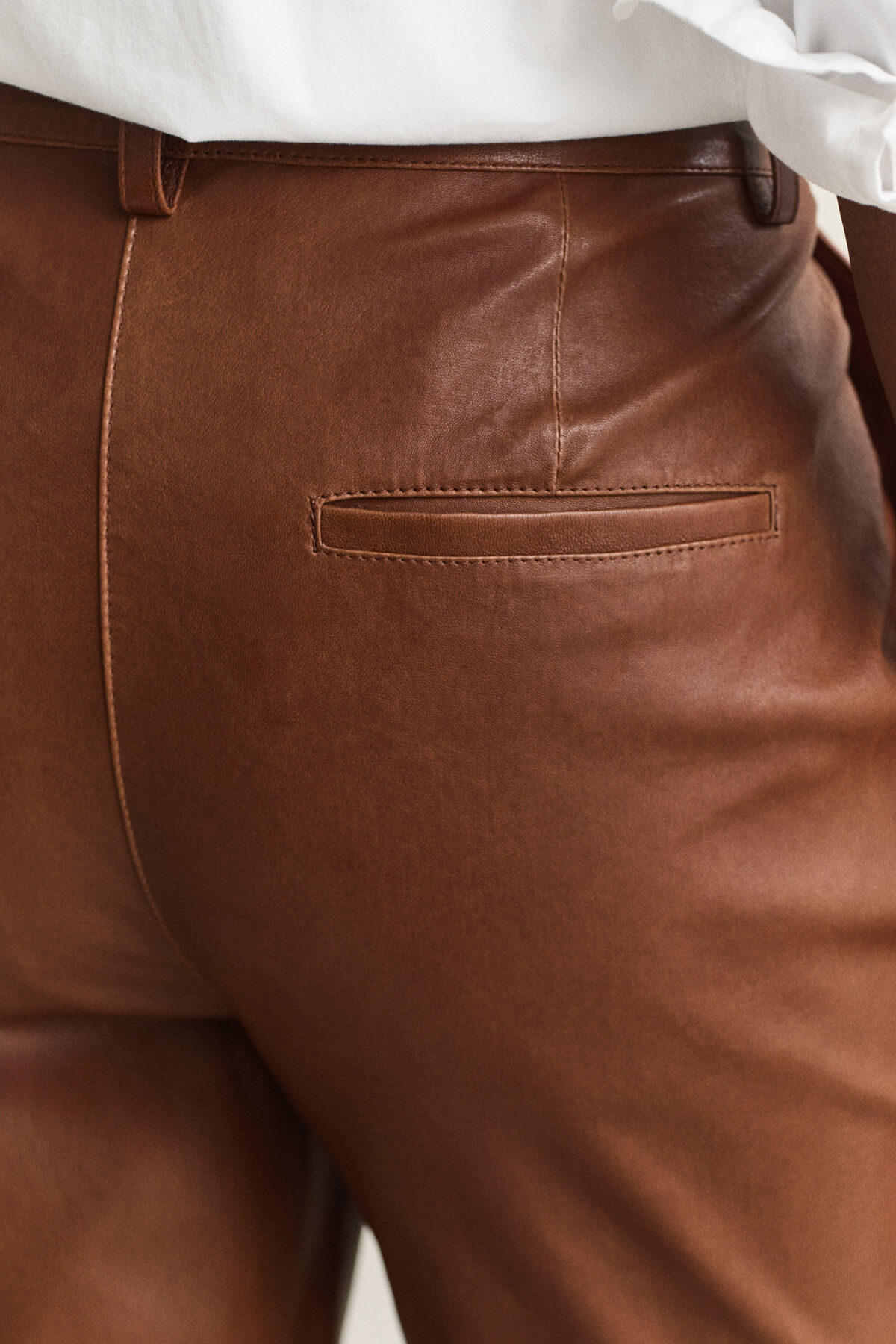 Flared Leather Pants — MAHOGANY BROWN