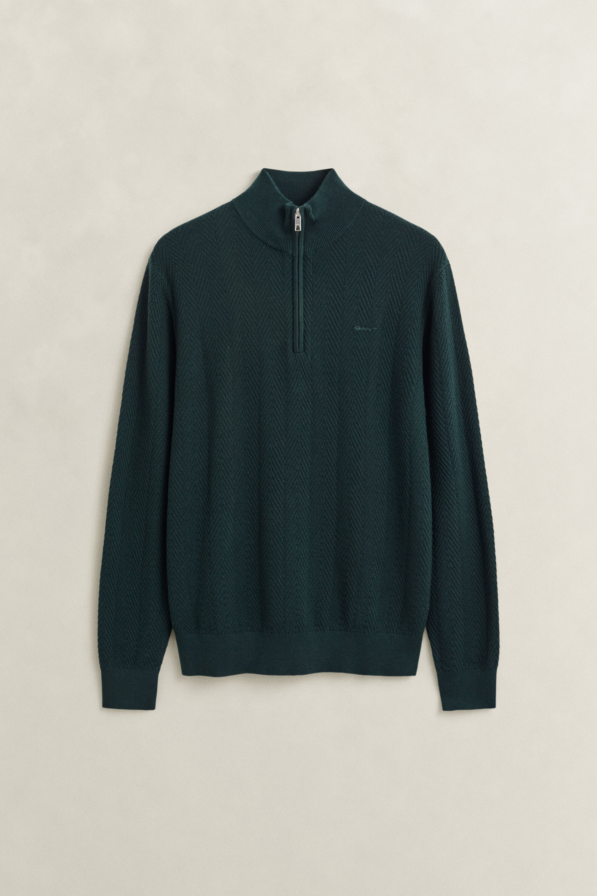 Herringbone Half-Zip Sweater — TARTAN GREEN