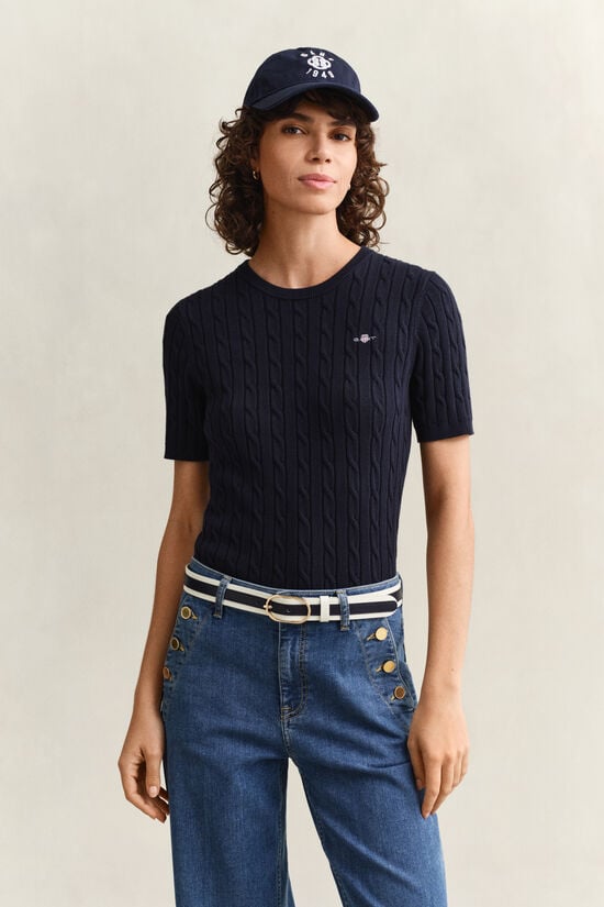 Cable Knit Short Sleeve Sweater