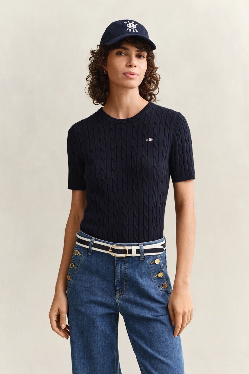 Cable Knit Short Sleeve Sweater