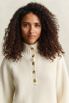 Buttoned Lambswool Sweater — CREAM 3