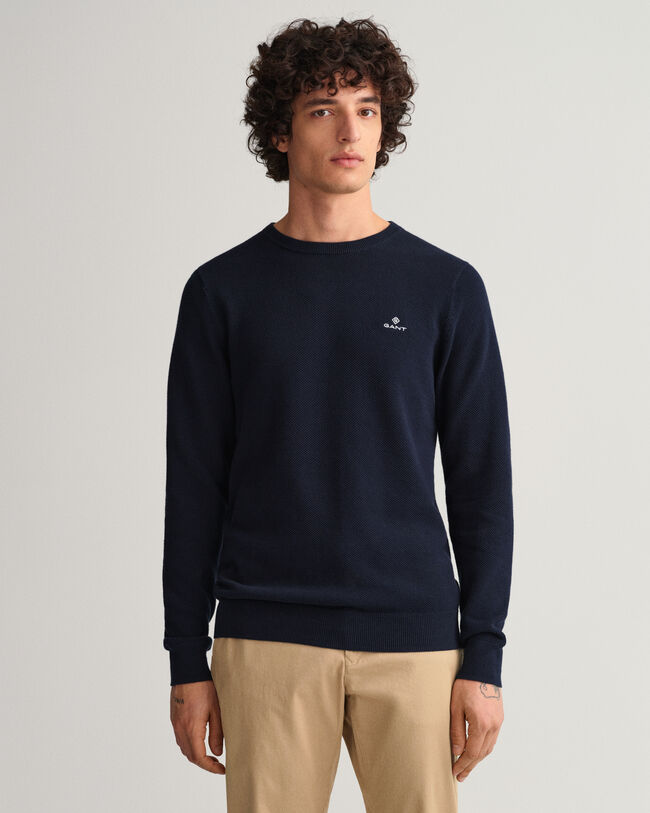 Cotton Piqué Neck Sweater - GANT