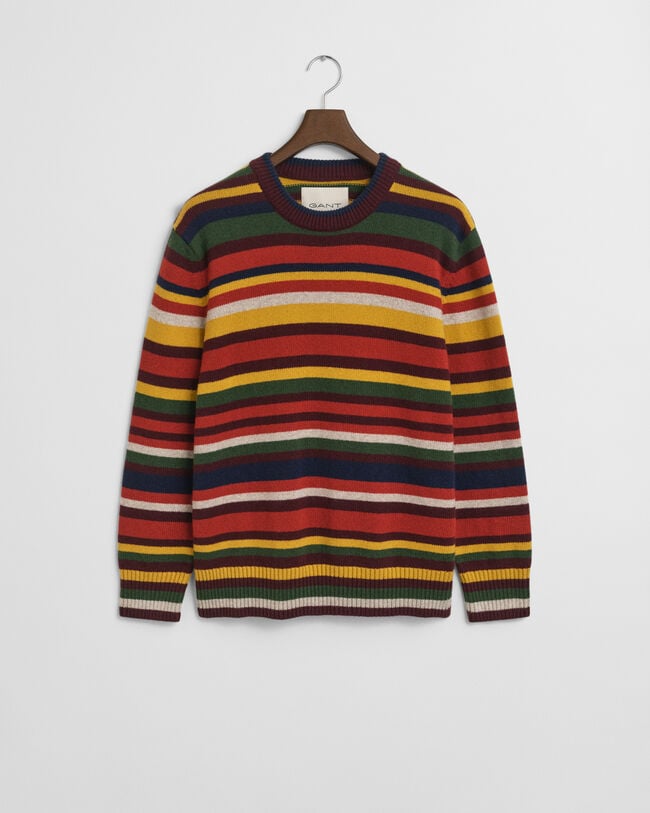 Multicolored Striped Crew Neck Sweater