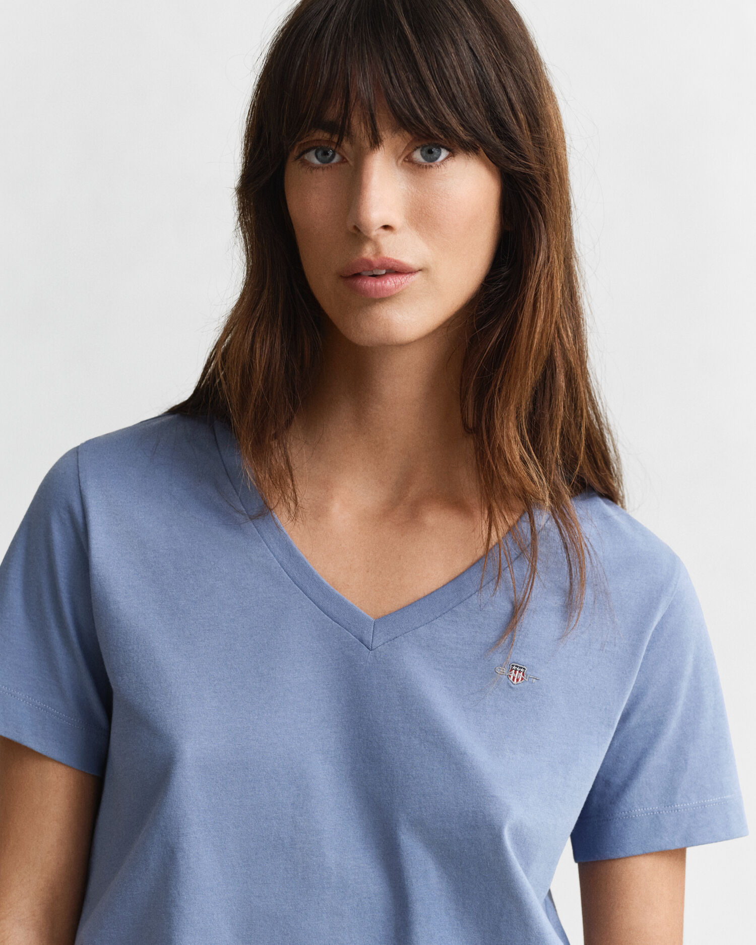 Shield V-Neck T-Shirt — FADED DENIM