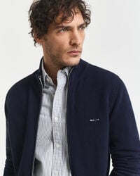 Cotton Piqué Zip Cardigan