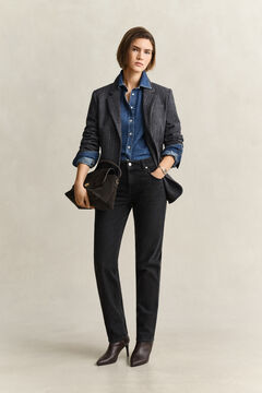 Pinstriped Hourglass Blazer — CHARCOAL MELANGE 9