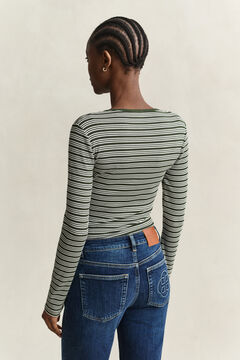 Ribbed Long Sleeve Henley Top — MOSSY GREEN 2