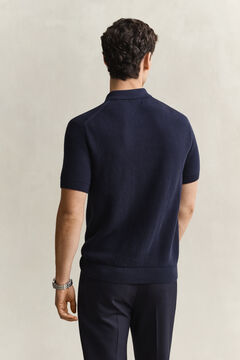 Ribbed Cotton Polo Sweater — EVENING BLUE 2