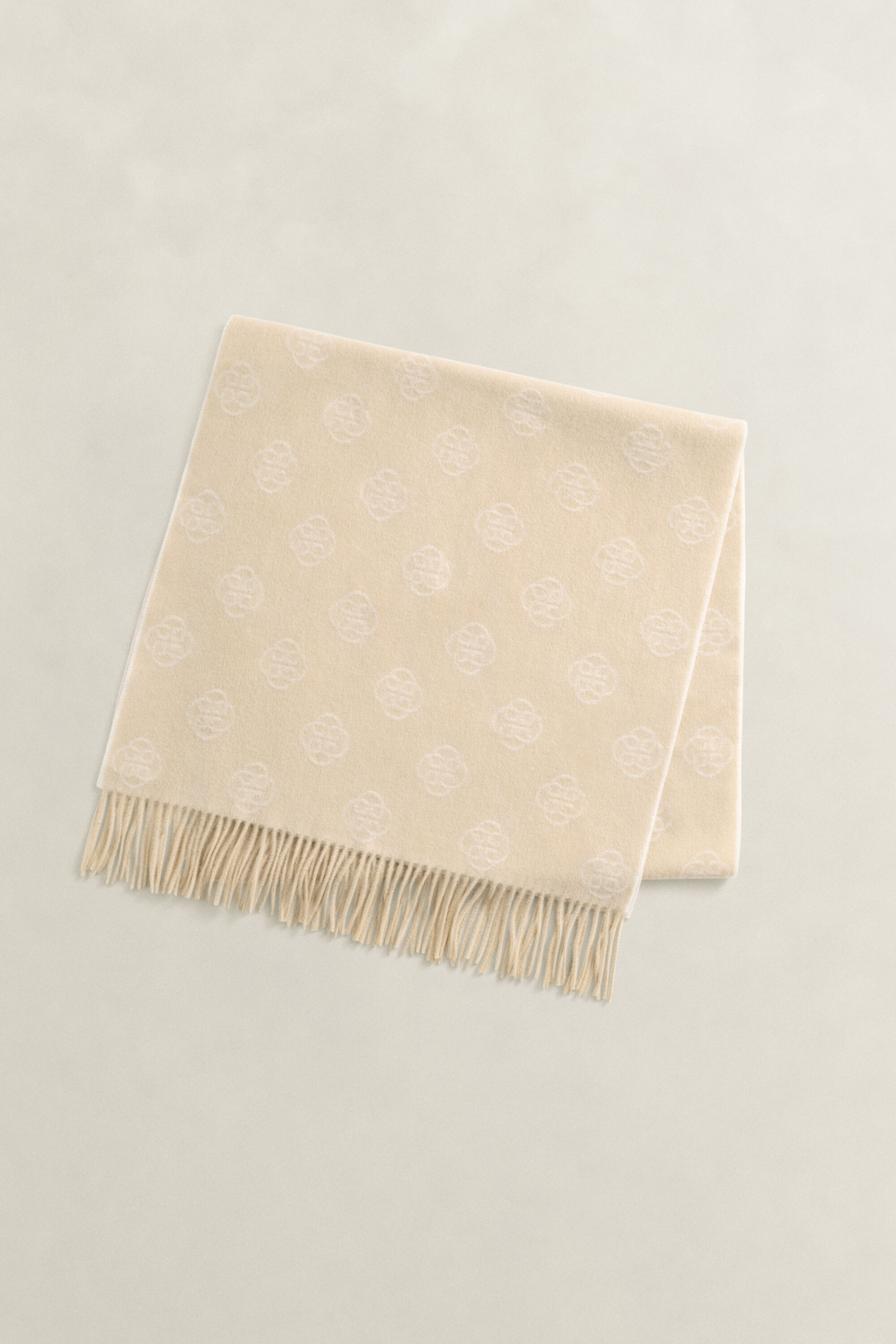 Monogram Wool Scarf — OAT BEIGE