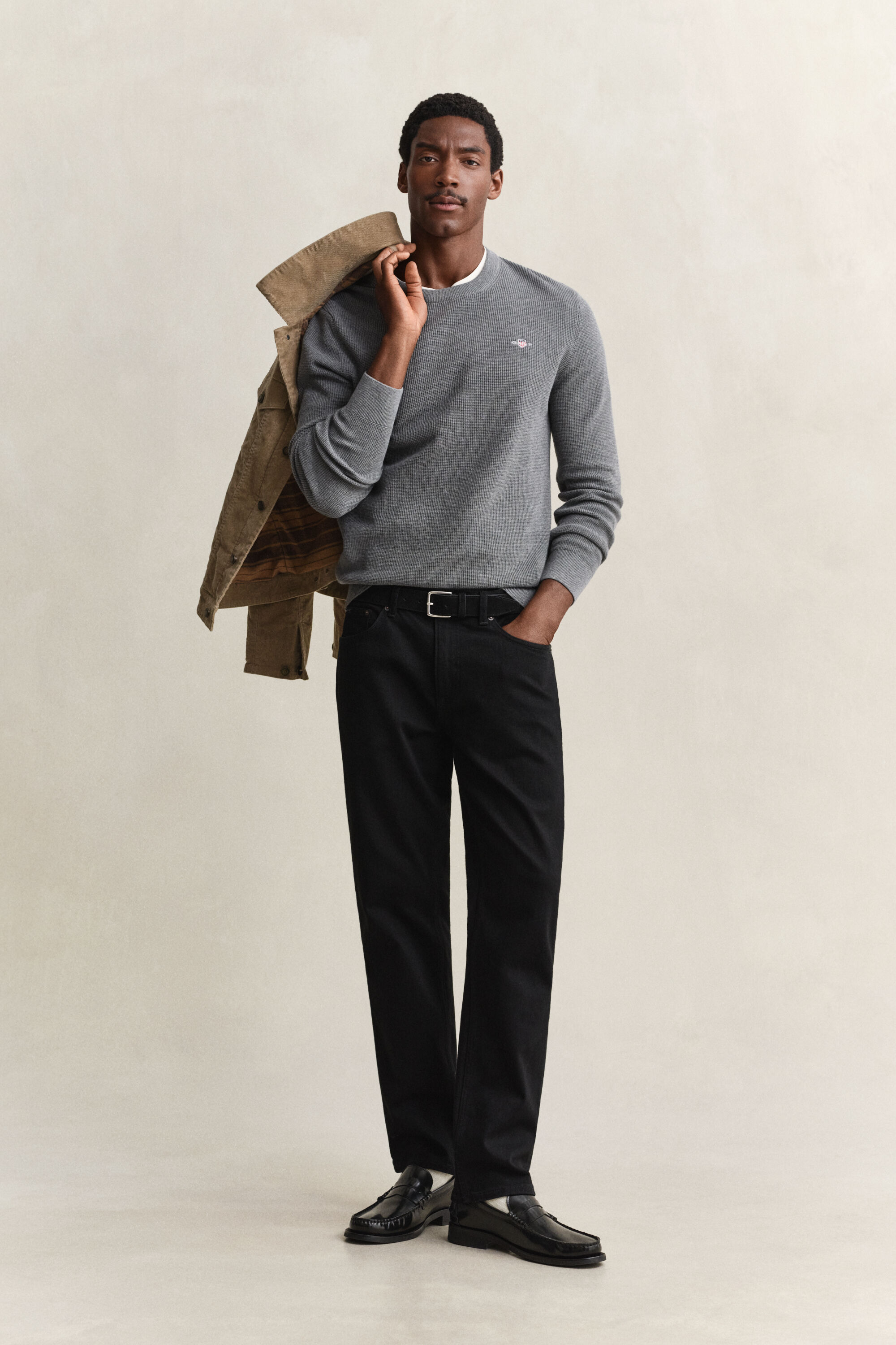 Textured Cotton Crew Neck Sweater