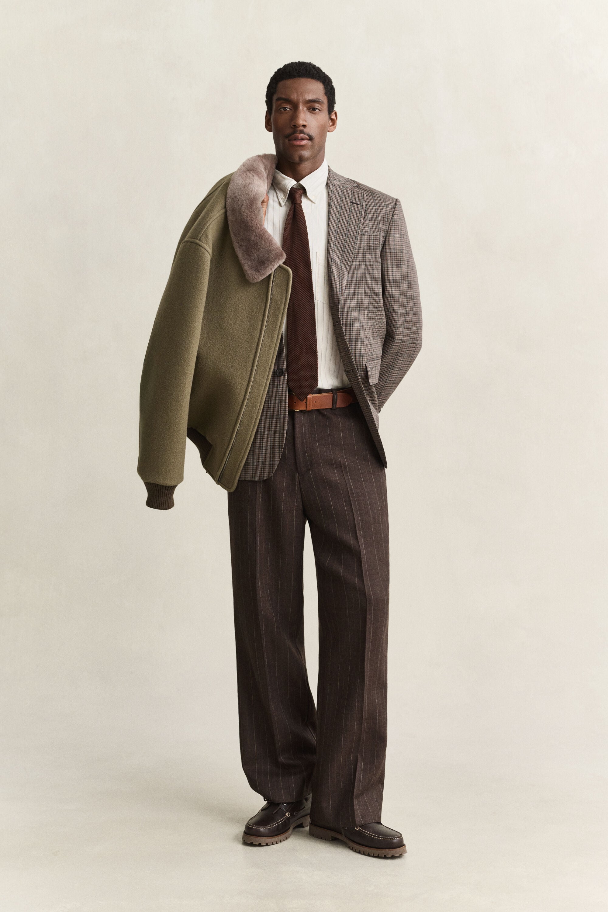 Wool Pinstriped Suit Pants