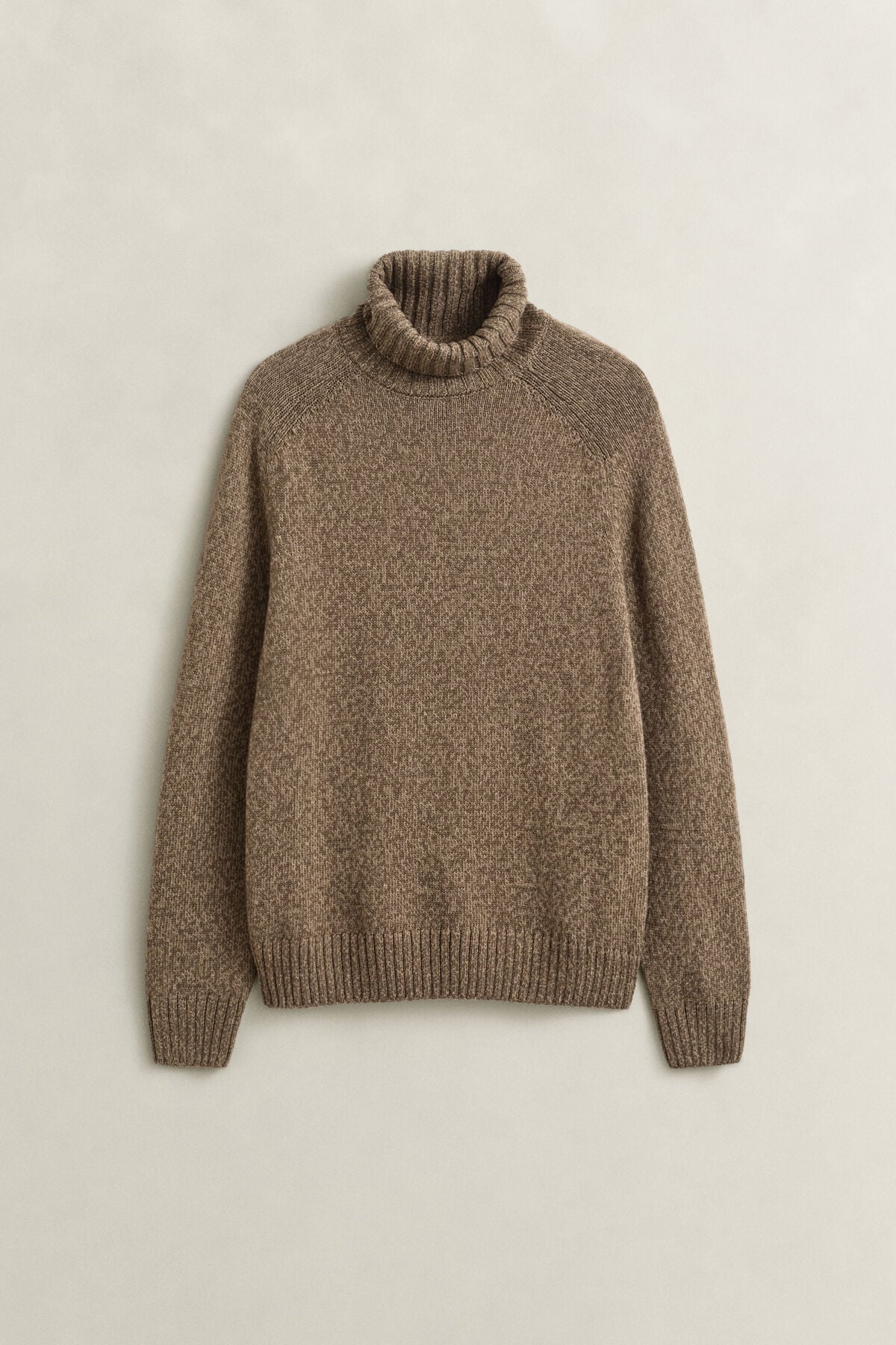 Wool Mouliné Blend Turtleneck Sweater — FADED TAUPE