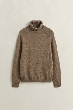 Wool Mouliné Blend Turtleneck Sweater — FADED TAUPE 1