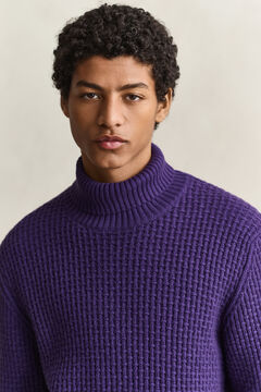 Textured Cotton Wool Turtleneck Sweater — PANSY PURPLE 4