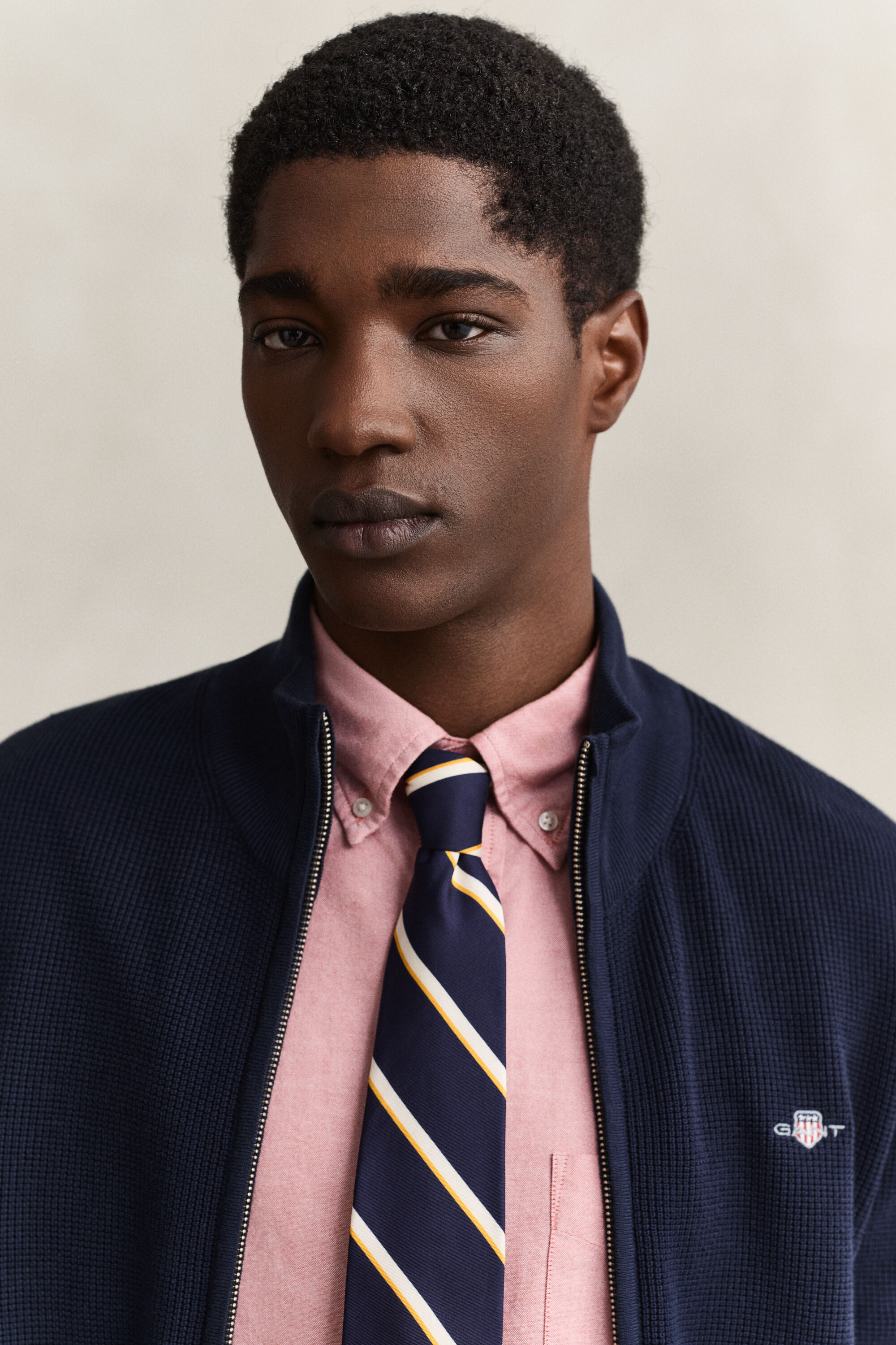 Textured Cotton Zip Cardigan