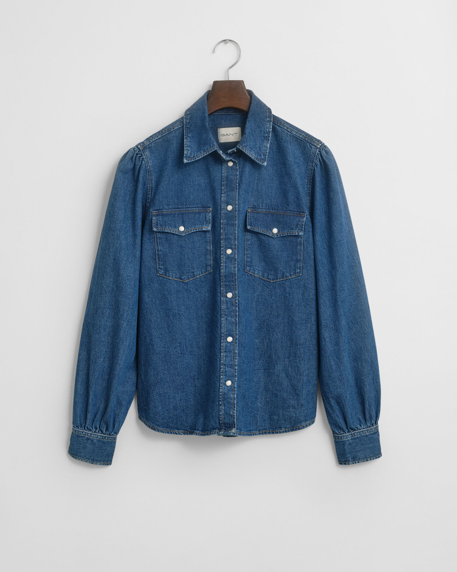 Regular Fit Puff Sleeve Denim Shirt