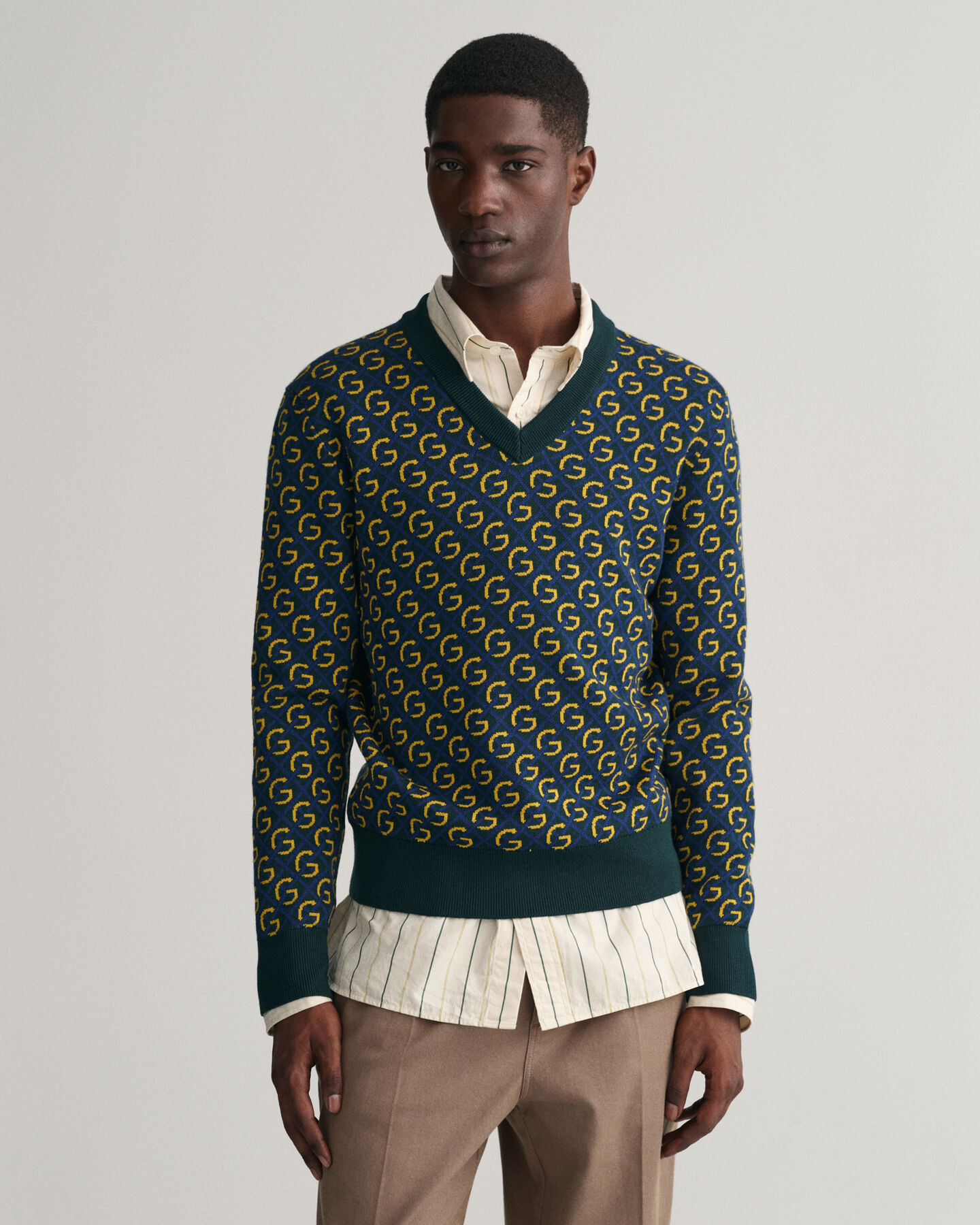Jacquard Merino GANT Sweater - V-Neck