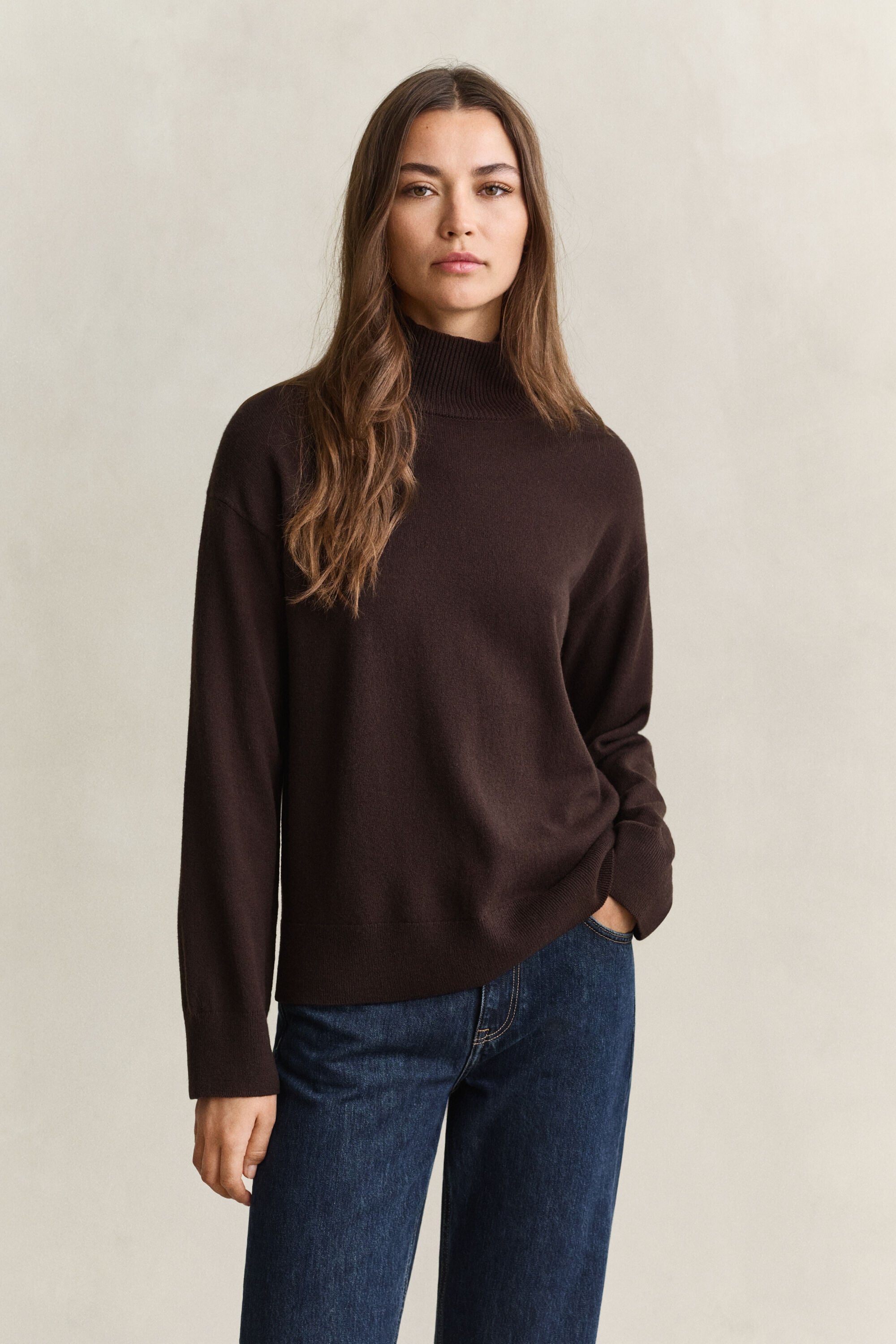 Superfine Lambswool Mock Neck Sweater
