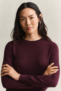 Extra Fine Merino Wool Crew Neck Sweater — DARKENED WINE 4