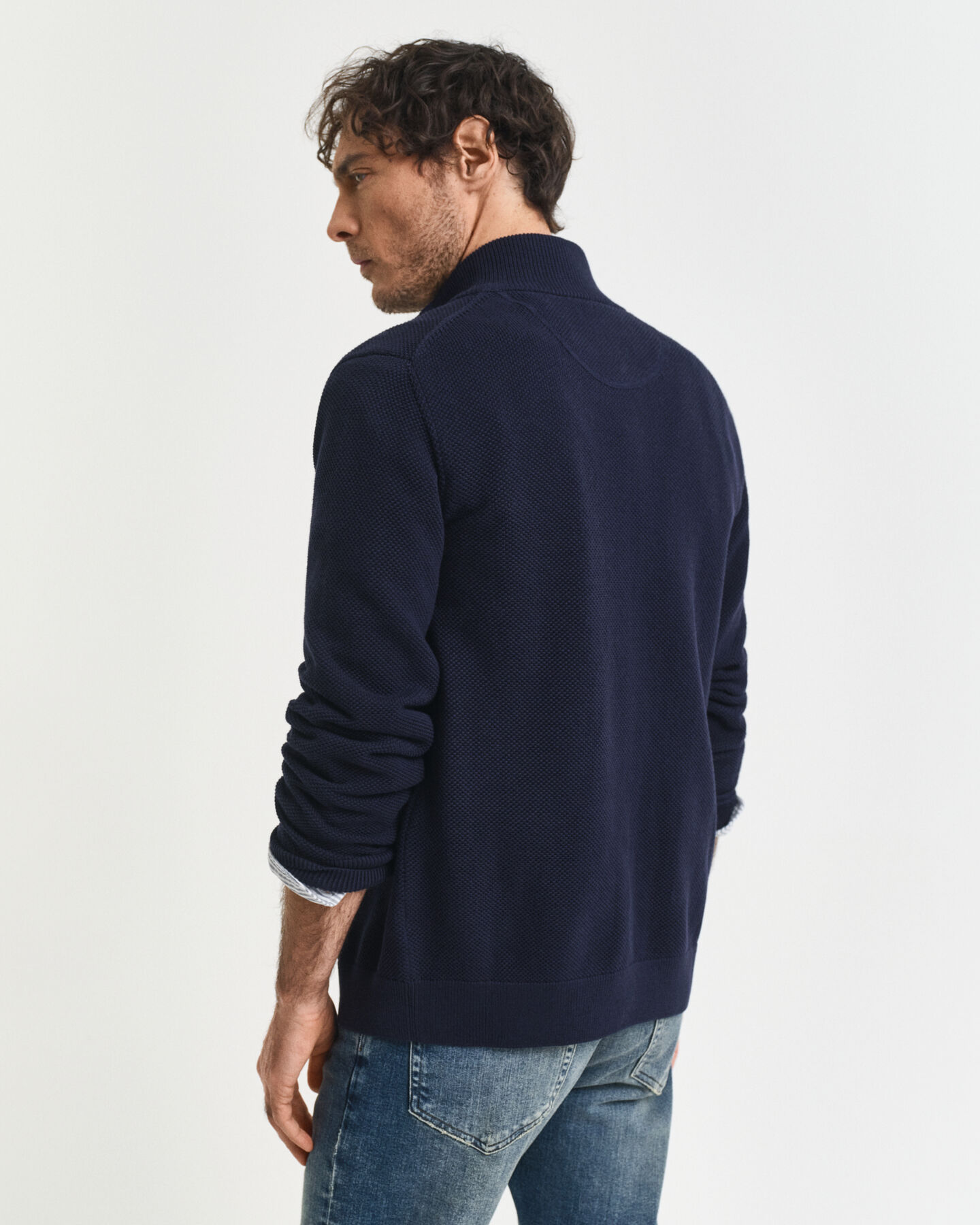 Cotton Piqué Zip Cardigan