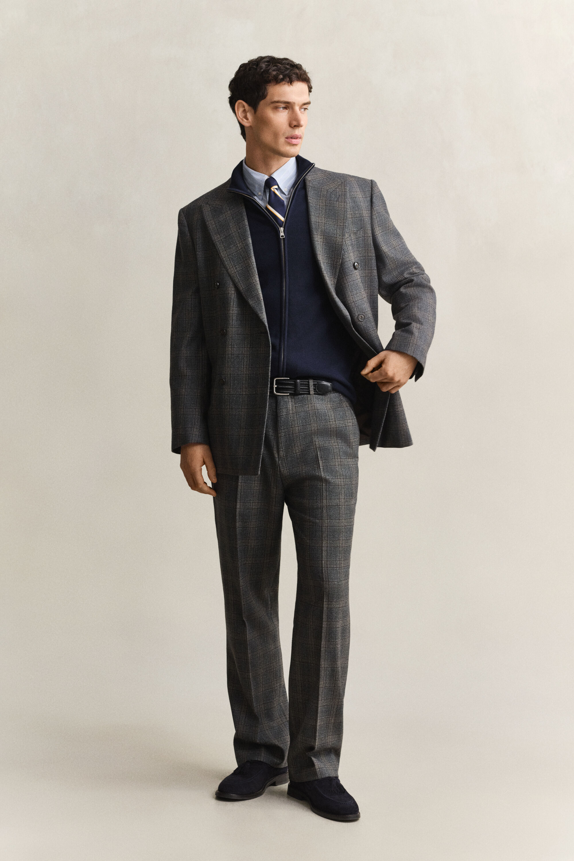 Casual Cotton Zip Cardigan — EVENING BLUE