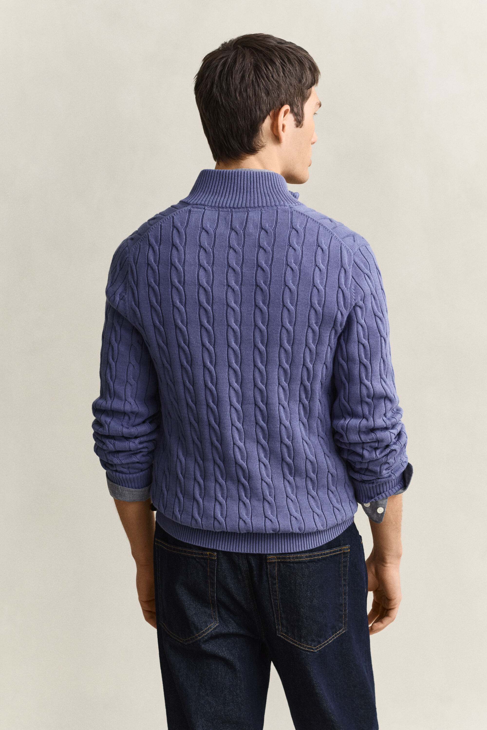Cotton Cable Knit Half-Zip Sweater