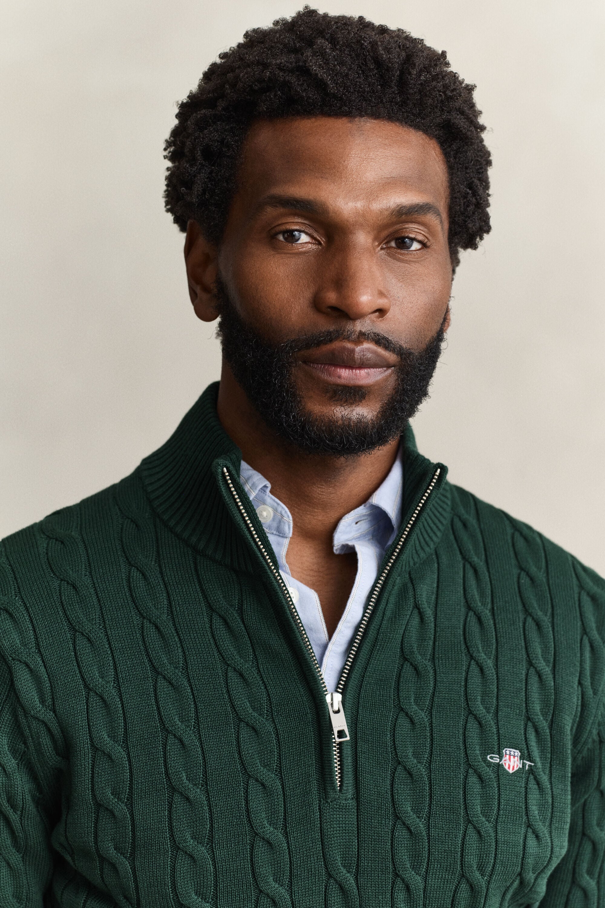 Cotton Cable Knit Half-Zip Sweater
