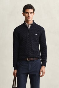 Cotton Cable Knit Half-Zip Sweater